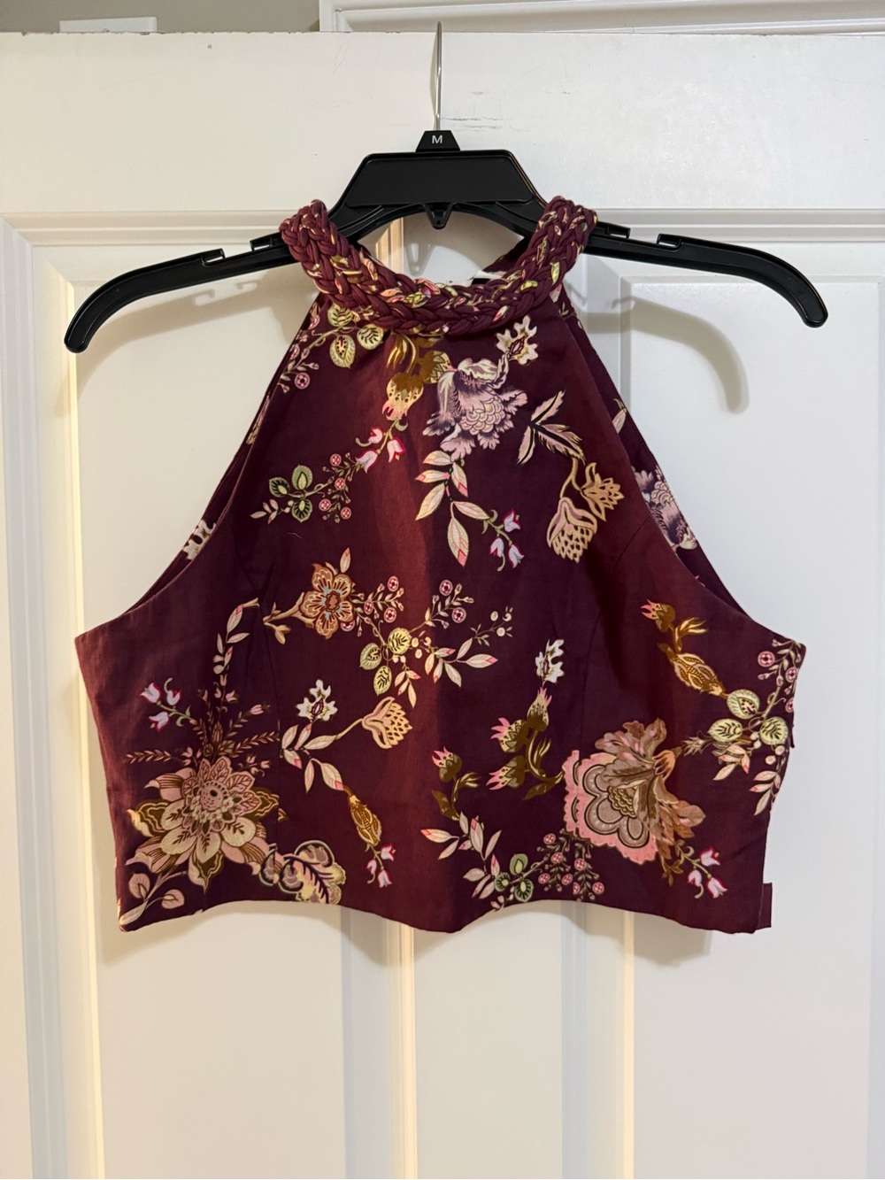 Hemant and Nandita crop top burgundy floral size large nwt